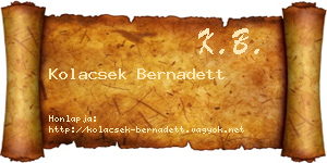 Kolacsek Bernadett névjegykártya