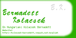 bernadett kolacsek business card